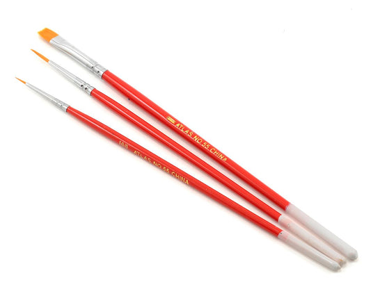 Atlas Brush 55 10/0/0, Flat 1 Taklon Detailing Paintbrushes 3 Pack