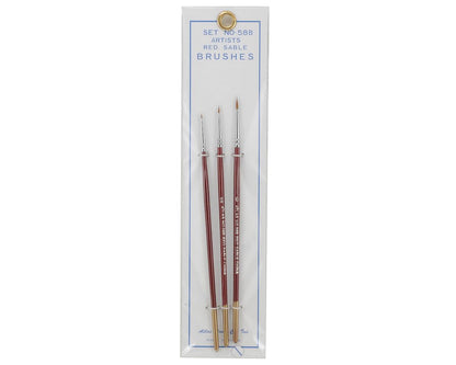 Atlas Brush 58B 10/0,5/0,0 Red Sable Detailing Paintbrushes 3 Pack