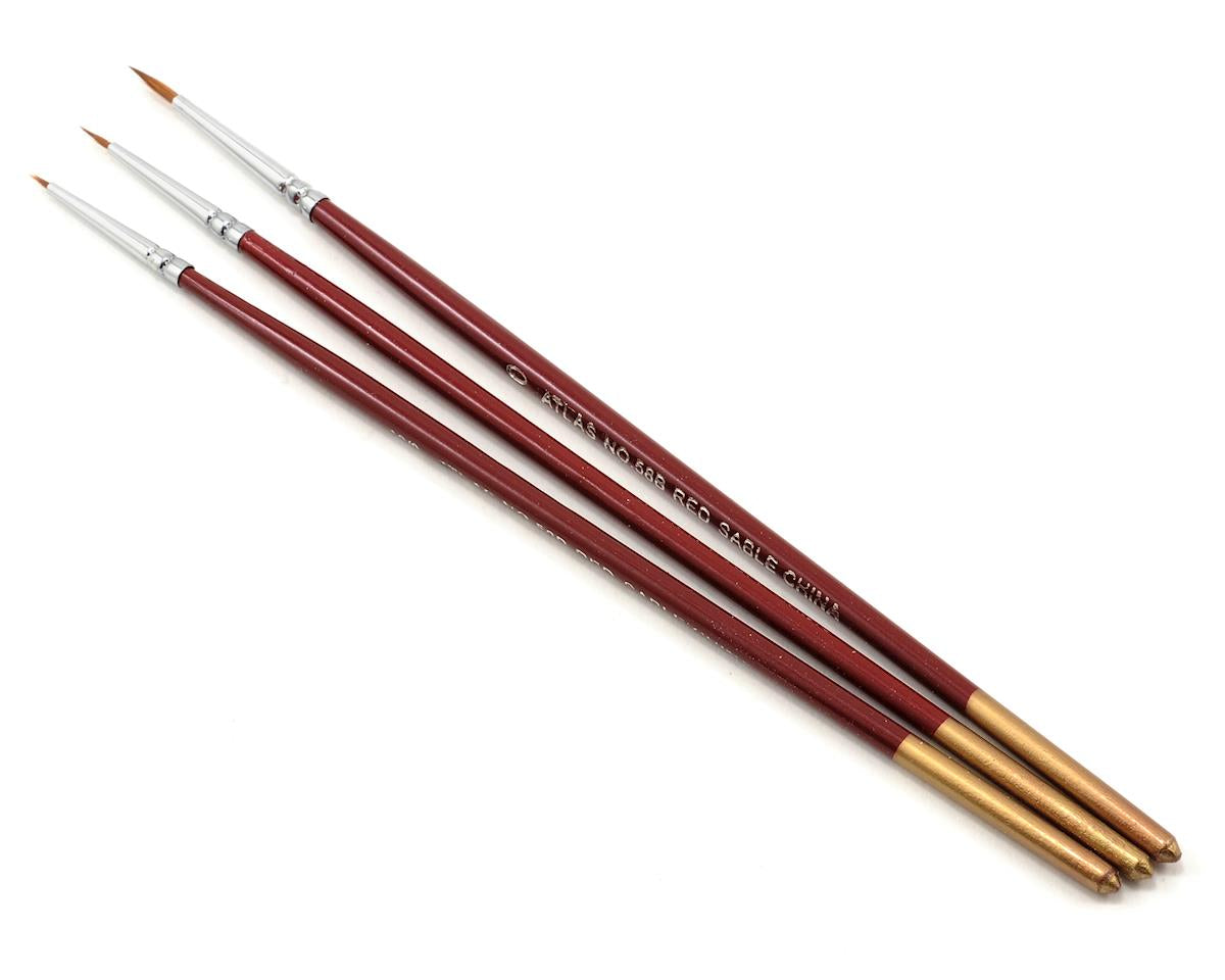 Atlas Brush 58B 10/0,5/0,0 Red Sable Detailing Paintbrushes 3 Pack