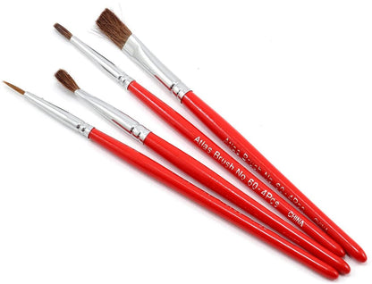 Atlas Brush #60-4PS Red Sable & Camel Hair Paintbrushes with Short Handles 4 Pack