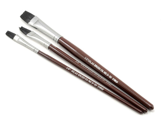 Atlas Brush Flat Ox Hair Paintbrushes 3 Pack