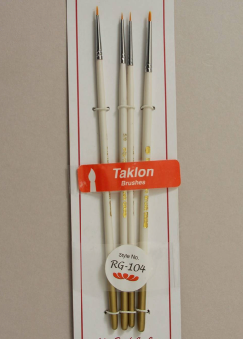 Atlas Brush RG104 10/0,5/0,3/0,0 Taklon Spotter Detailing Paintbrushes 4 Pack